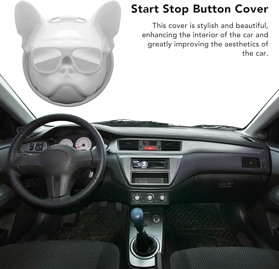 Auto Startknopf Abdeckung,Push Start Button Cover,Car Engine Start Stop Button Protective Cover Cute Shape Auto Interior Ignition Accessories Universal for Vehicle(White)