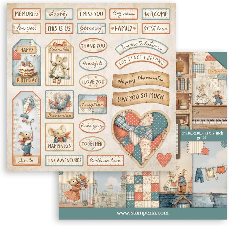 Stamperia - Scrapbook Paper Pad for Scrapbooks, Albums, Cards, Bullet Journals and More, Acid Free, Double-Sided, Perfect for Hobbies, Crafts, and Gifting (Family) (30.5 x 30.5cm)