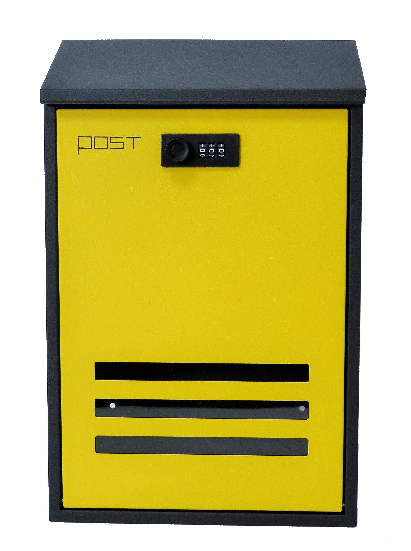 ポスト 壁付け スリムポスト ヴィンテージ 屋外 置き型 イエロー