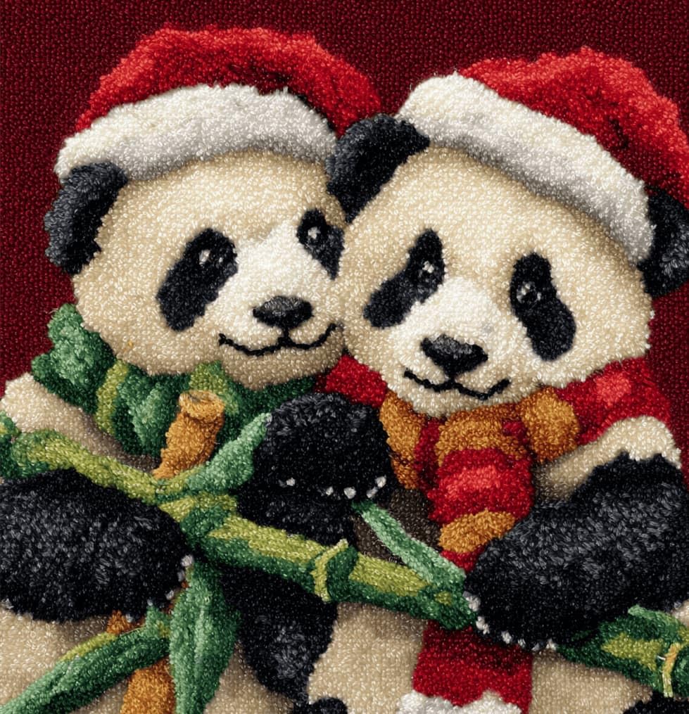 Kitquiver Latch Hook Kits Panda for Adults,Beginners DIY Latch Hook Cushion Kits and Latch Rug Kits Cross-Stitch Embroidery Cushion Cover for Home Sofa Decoration 17X17 in