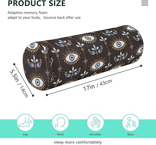 Miniatura 3 de Evil Eyes Flowers Mid Century Modern Bolster Pillow for Legs Sleeping Neck Roll Pillow Insert Round Pillow Forms Cylinder Pillow for Knees