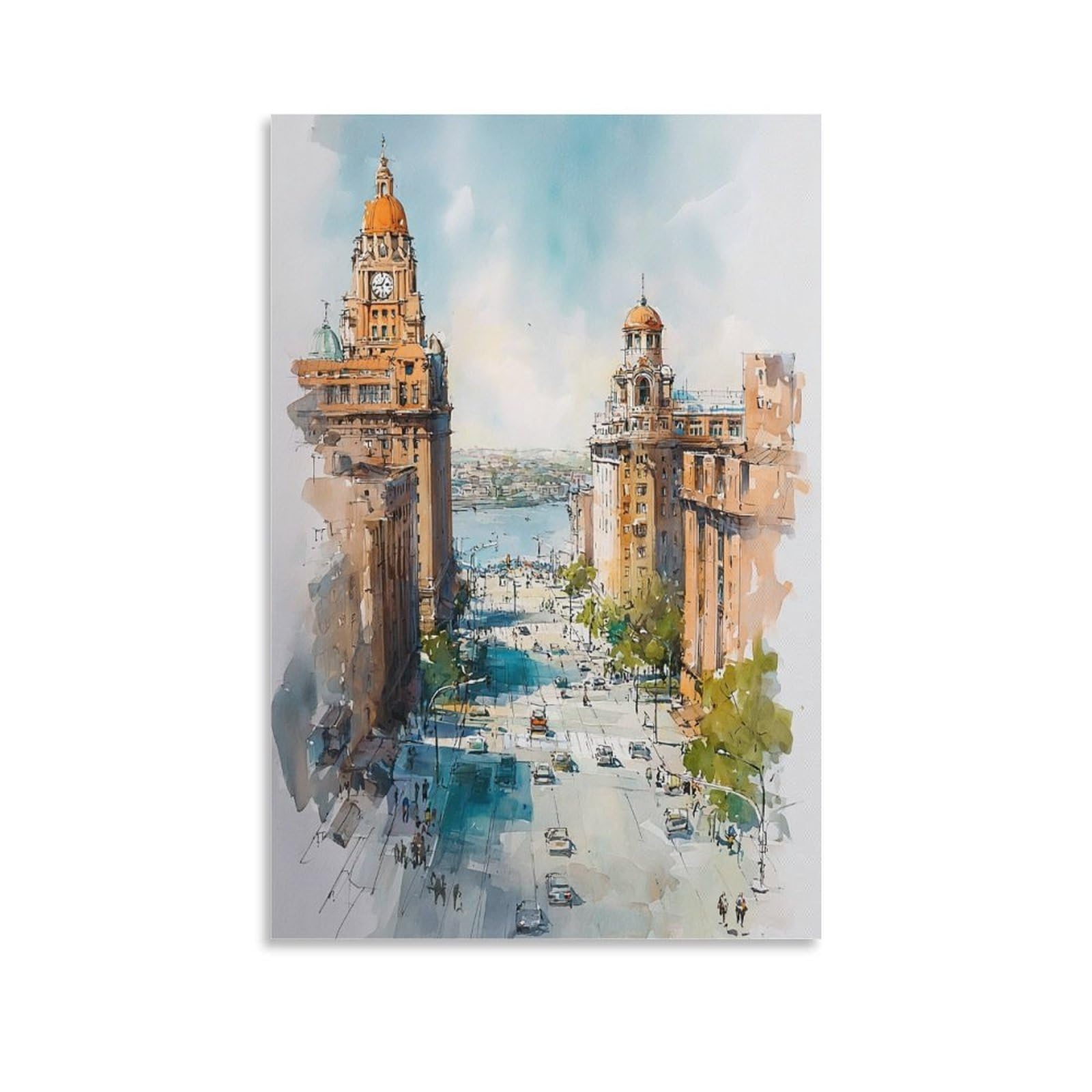 LCYNNH San Diego Painting 20x30inch(50x75cm) Vintage Travel Poster Watercolor Canvas Art