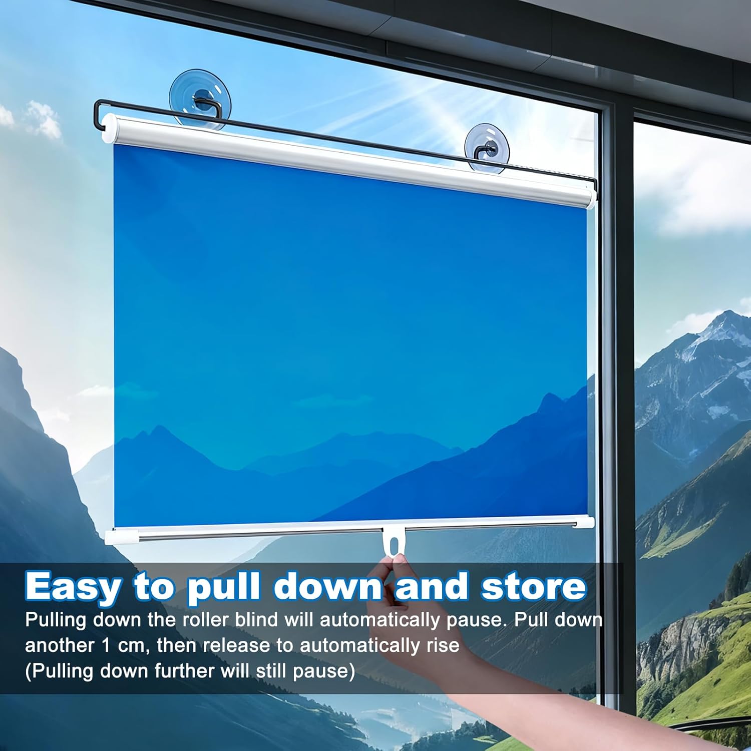 One Way Privacy Window Roller Shade, One-Way See Through Pull Down Mirrored Blackout, No-Drilling Thermal Insulating Daytime Roller Blind for Home Office