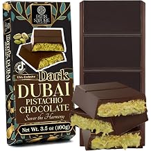 Dubai Dark Chocolate Bar 3.5oz Dark Pistachio Chocolate with Crispy Kataifi, Pistachio Cream and Premium Belgian Chocolate
