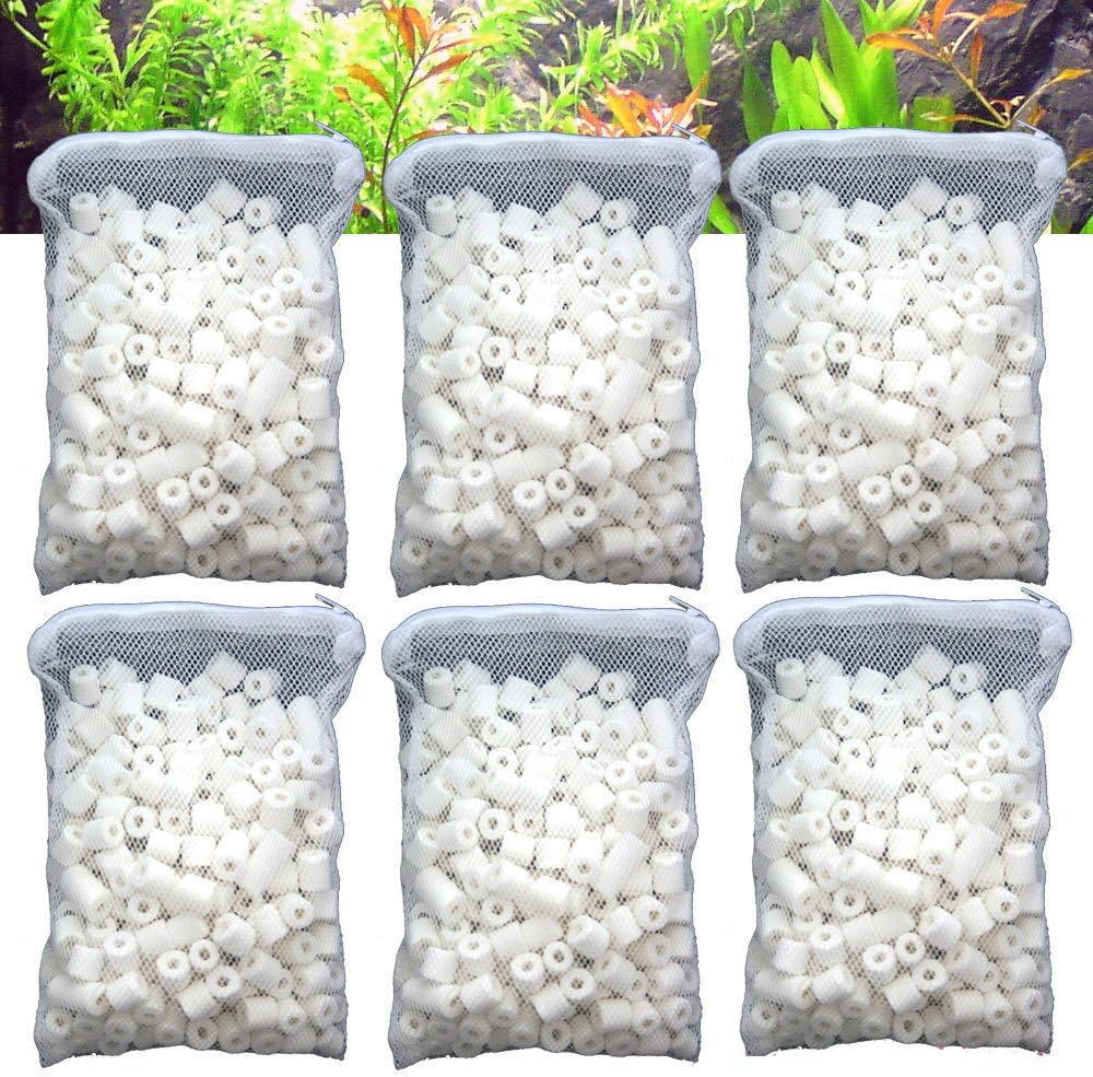 Aquarium Biological Bacteria House Ceramic Rings Filter Media 6 lbs Bagged for Pond Fish Tank Canister Filter