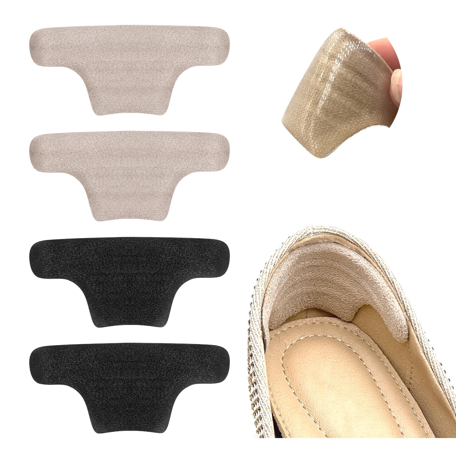 mickeeHeel Cushion Pads, Heel Grips Liner Cushions Inserts for Shoe Too Big Men/Women, Gel Heel Protectors Improved Shoe Fit and Comfort for Loose Shoes, Stop Heel Slip and Blister (4 Pairs)