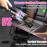 Voiture sans fil à vide rechargeable, 8000PA Nettoyant à vide portatif haute puissance avec 17PCS Kit de nettoyage de voiture, Pink Auto Accessoires pour femme cadeau