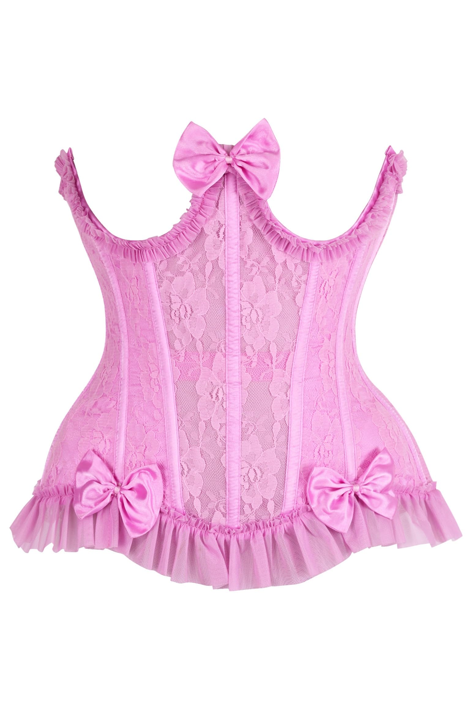 Daisy corsets Women's Steel Boned Pink Lace Underwire Burlesque Underbust Corset Cincher Lingerie, 4X