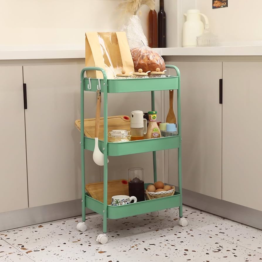 Amazon.co.jp: Ufriandzキッチンワゴンスチールラック 収納ワゴン