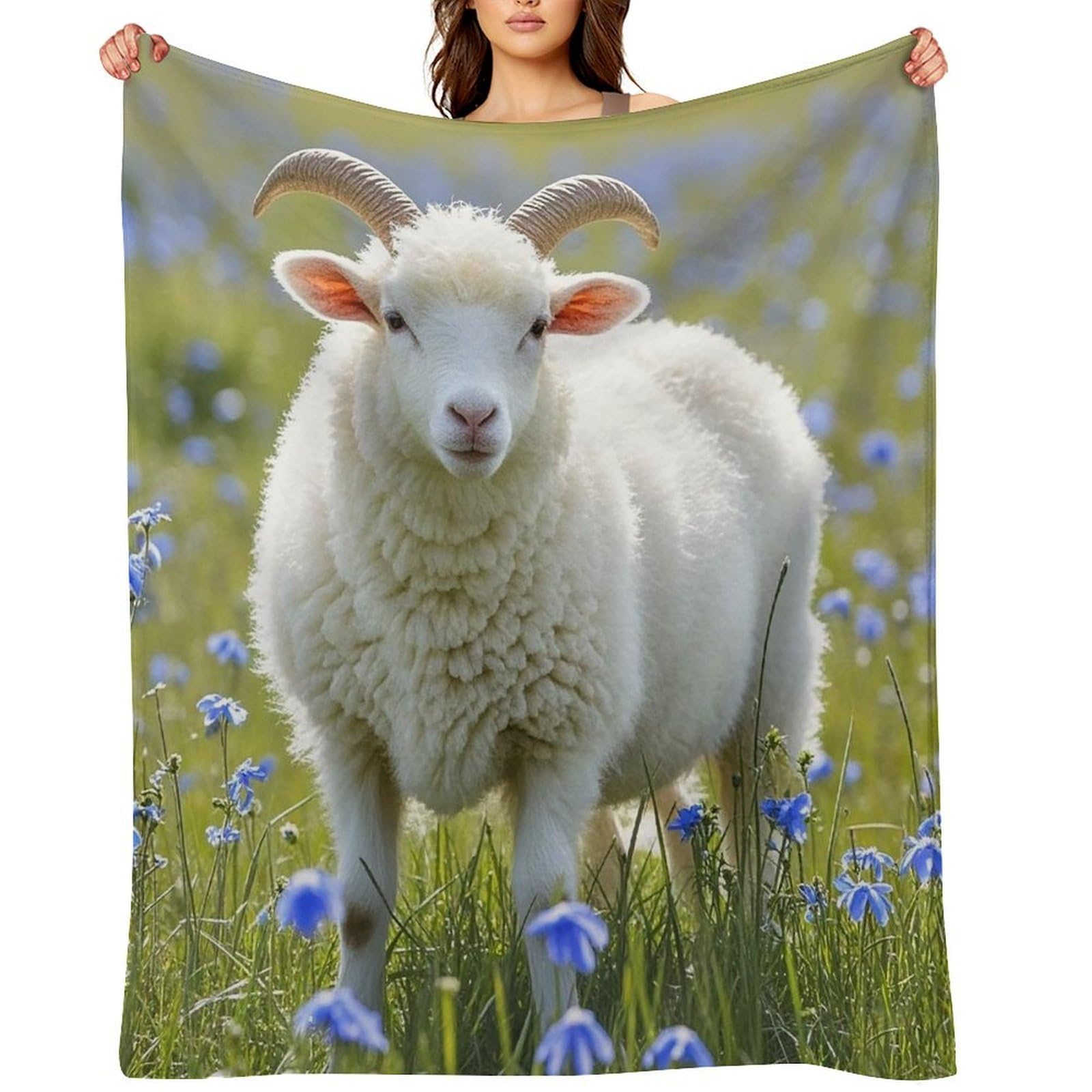 Flannel Sheep Throw Blanket for Couch Super Soft Fuzzy Cozy Flannel Blankets No Shed No Pilling FAnti-Static Winter Bed Blanket Decorative and Giftable Blankets