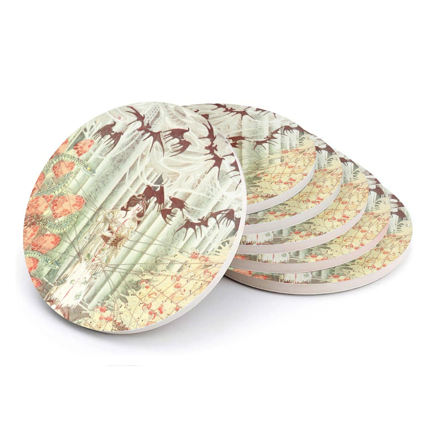 Sous-verres ronds en céramique illustrée, dessous de verre céramique premium