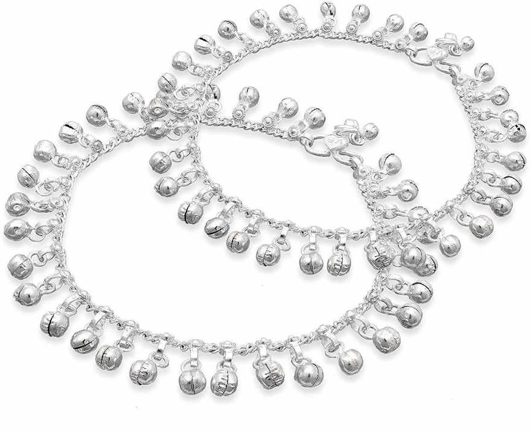 Stylish Silver Payal with Ghungroo for Women | 10 inches Length | Fancy Chain Design Painjan Anklet-image-12