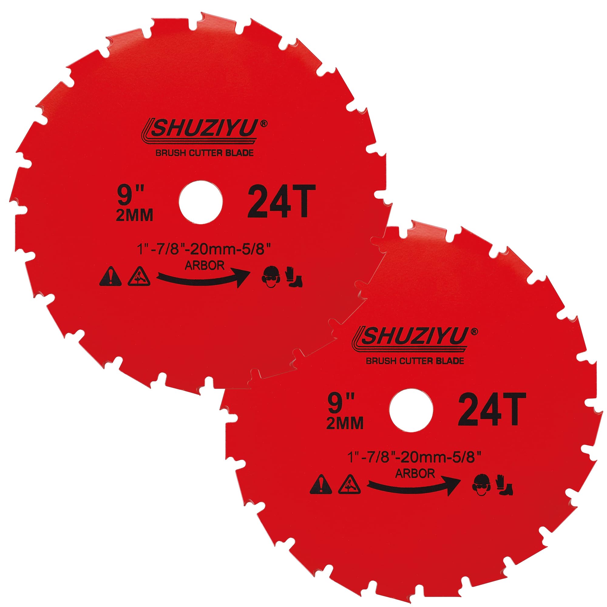225x2mm-24T, 2 Stück, 25.4mm Dorn mit Adapter 22.23-20-16mm, Mulchmesser-Klinge, Freischneiderklinge, Freischneider Sägeblatt, Unkrautklinge, Dickichtmesser, Freischneider Messer