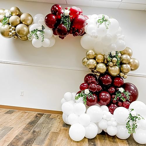 Miniatura 5 de 130 globos color burdeos de diferentes tamaños, 18, 12, 10 y 5 pulgadas, para decoraciones de cumpleaños, graduación, novia, baby shower, boda