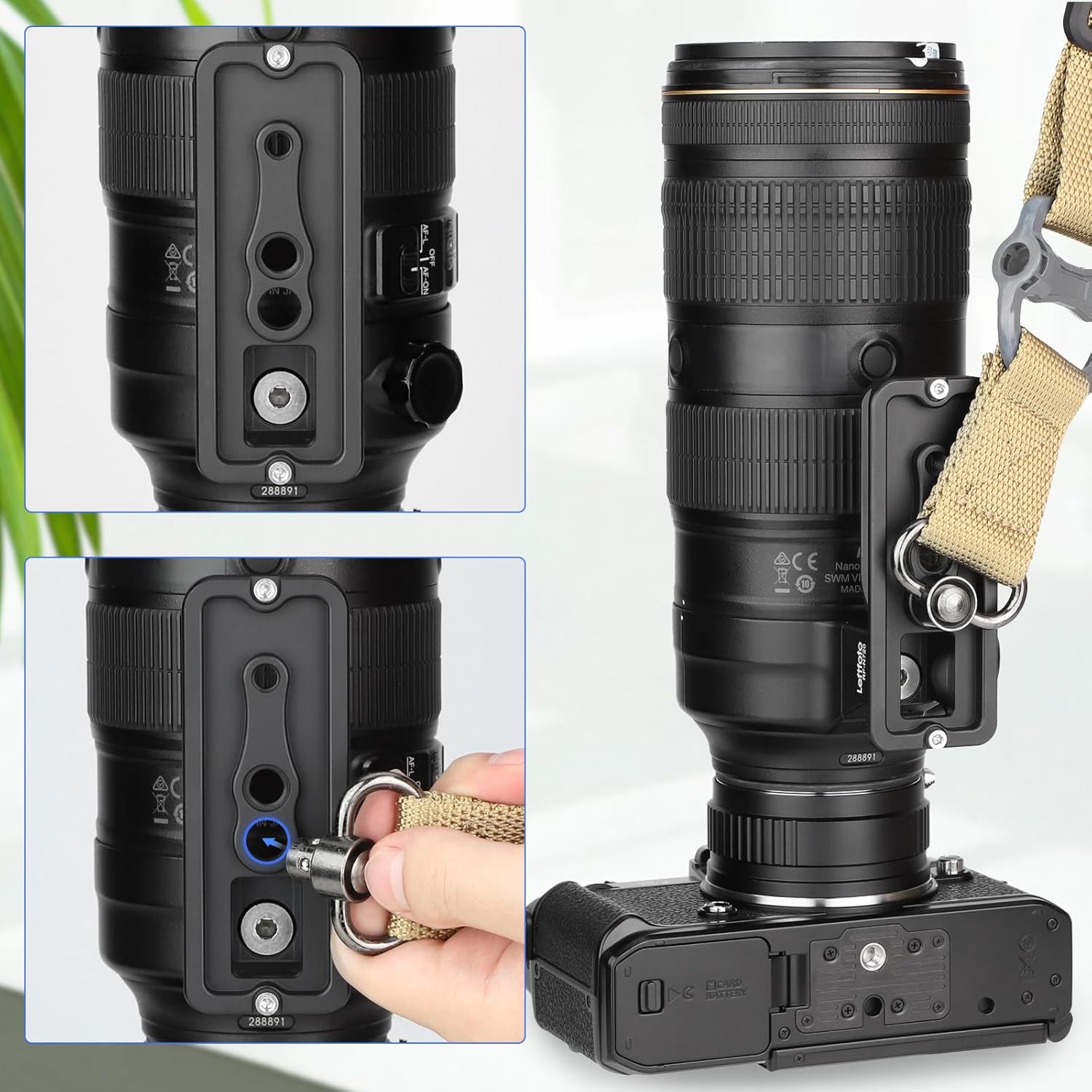 Leftfoto Replacement Lens Foot Base for Nikon AF-S Nikkor 70-200 mm f/2.8E FL ED VR & AF-S 500mm f/5.6E PF ED VR Lens - Arca-Swiss Style Tripod Plate, Black