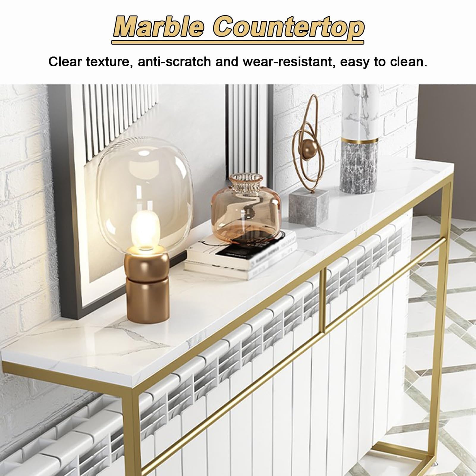 Cache Radiateur En Verre Premier Range, Marbre Noir Veines Blanches, 6mm, Neuf