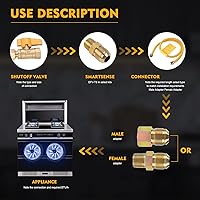 Vista 4 de Kit de conector de línea de gas de 36 pulgadas, línea de gas flexible para estufa, secador, diámetro de tubería de 1 pulgada. OD