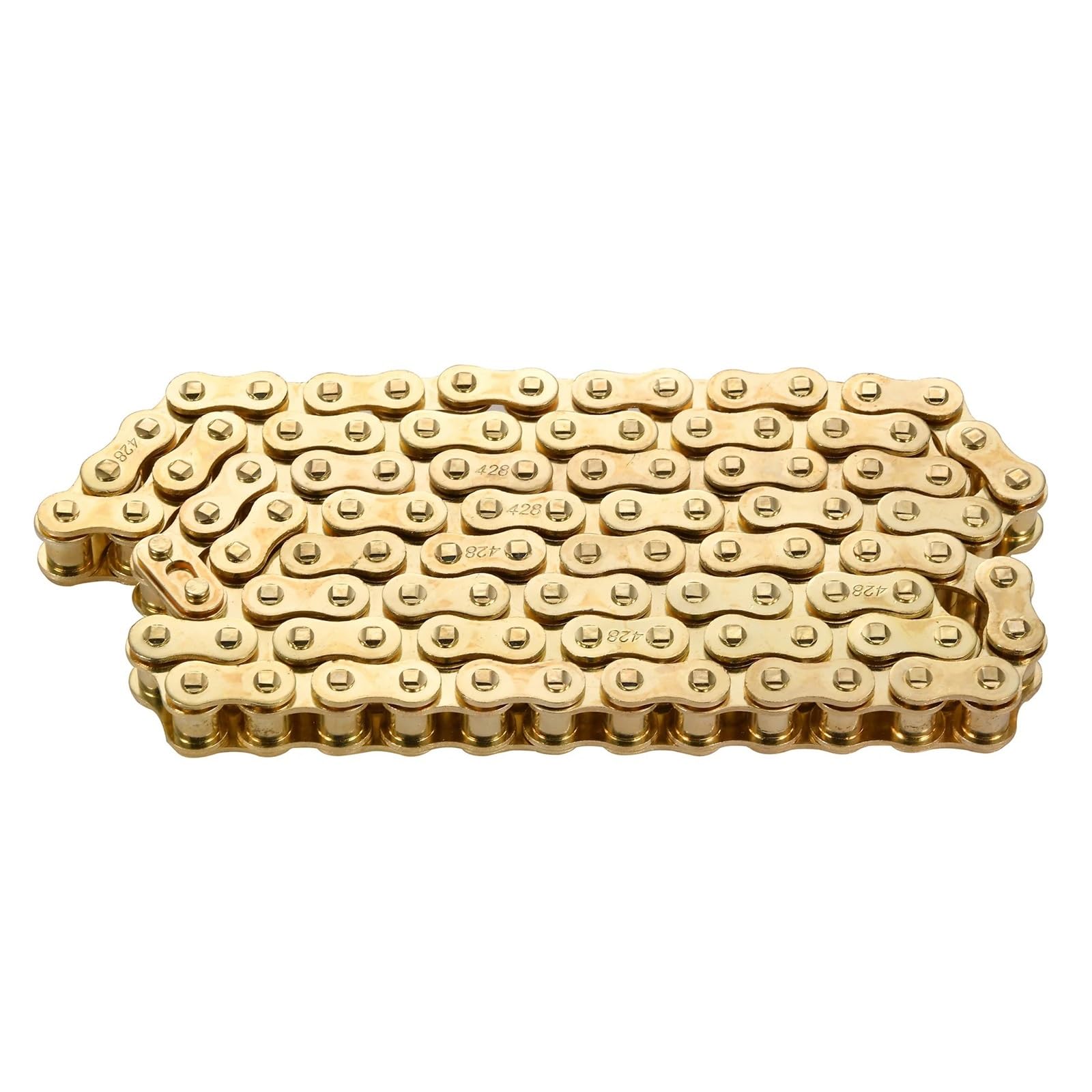 Catena di trasmissione per impieghi gravosi 428, 104 maglie, di ricambio, adatta per moto, scooter, ATV, Dirt Bike e Go Kart, dorata Catena di trasmissione