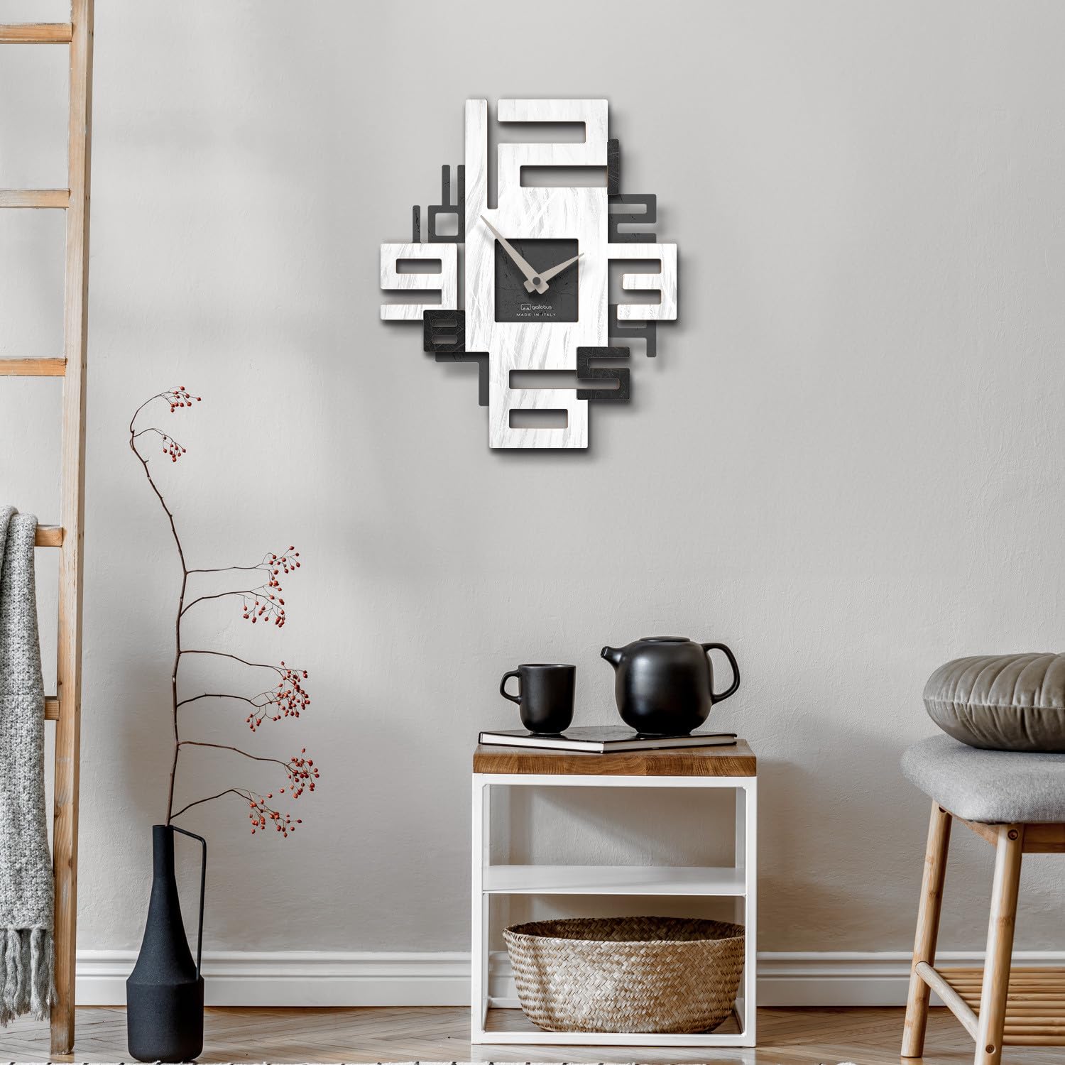 Giallobus - Orologio Bilay - Axia - Legno Mdf - Premium 38x45 - - 15 - Shade - Artigianale Made in Italy - Silenzioso - Idea regalo - Moderni doppio livello