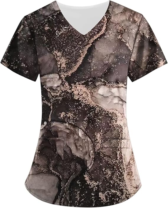 OIOLOYJM Printed Scrub Tops Women Short Sleeve V Neck Plus Size Scrubs for Womens Nursing Uniforms Shirts with Pockets