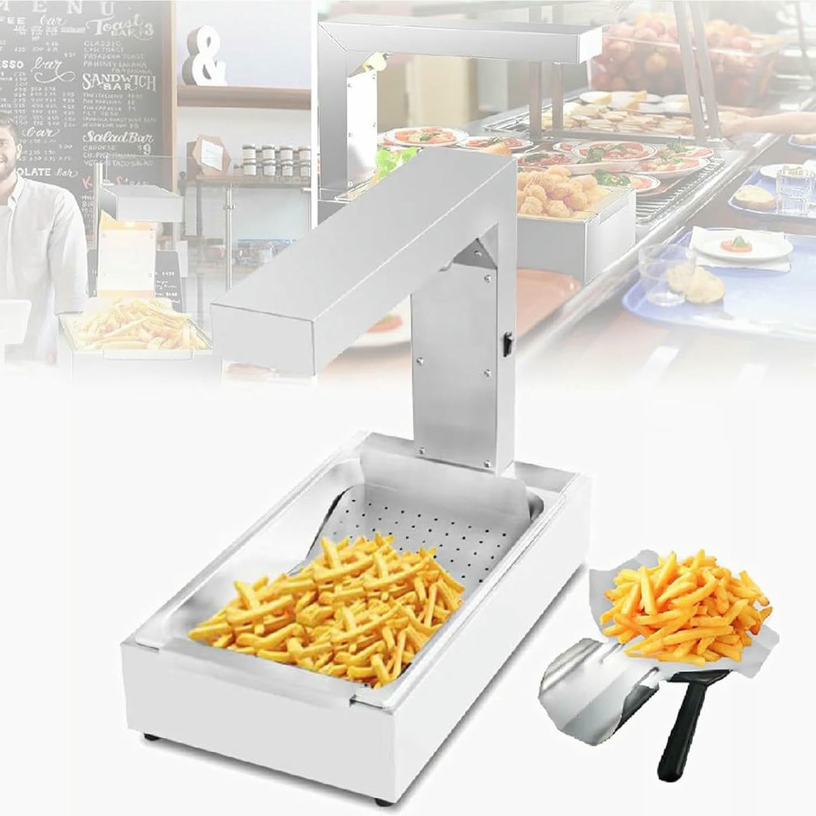 Lampe chauffante pour usage commercial et desserte frites chips réchaud