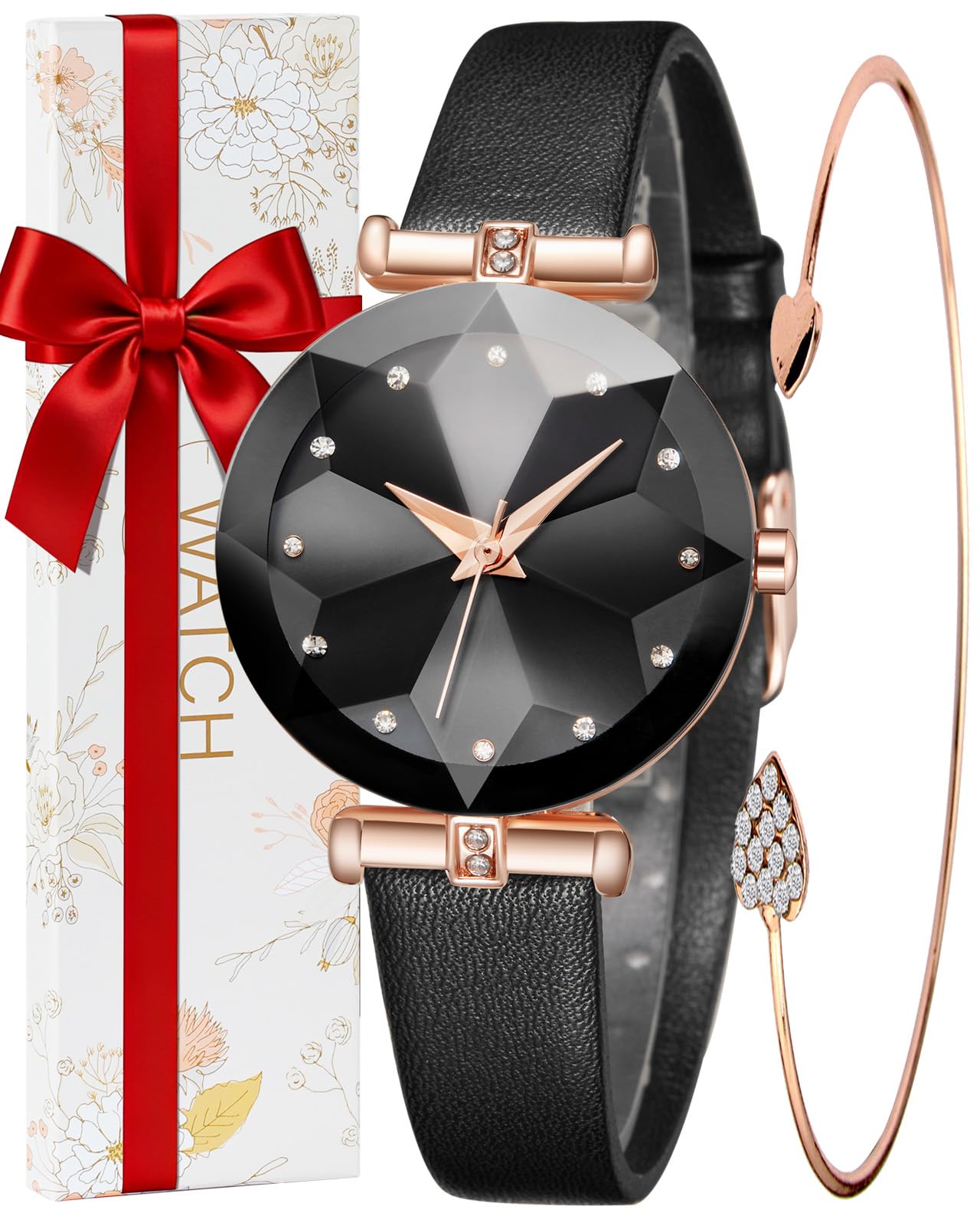 CIVO Ladies Watch Analogue Elegant Set Classic Dress Casual Wrist Watches for Woman Black