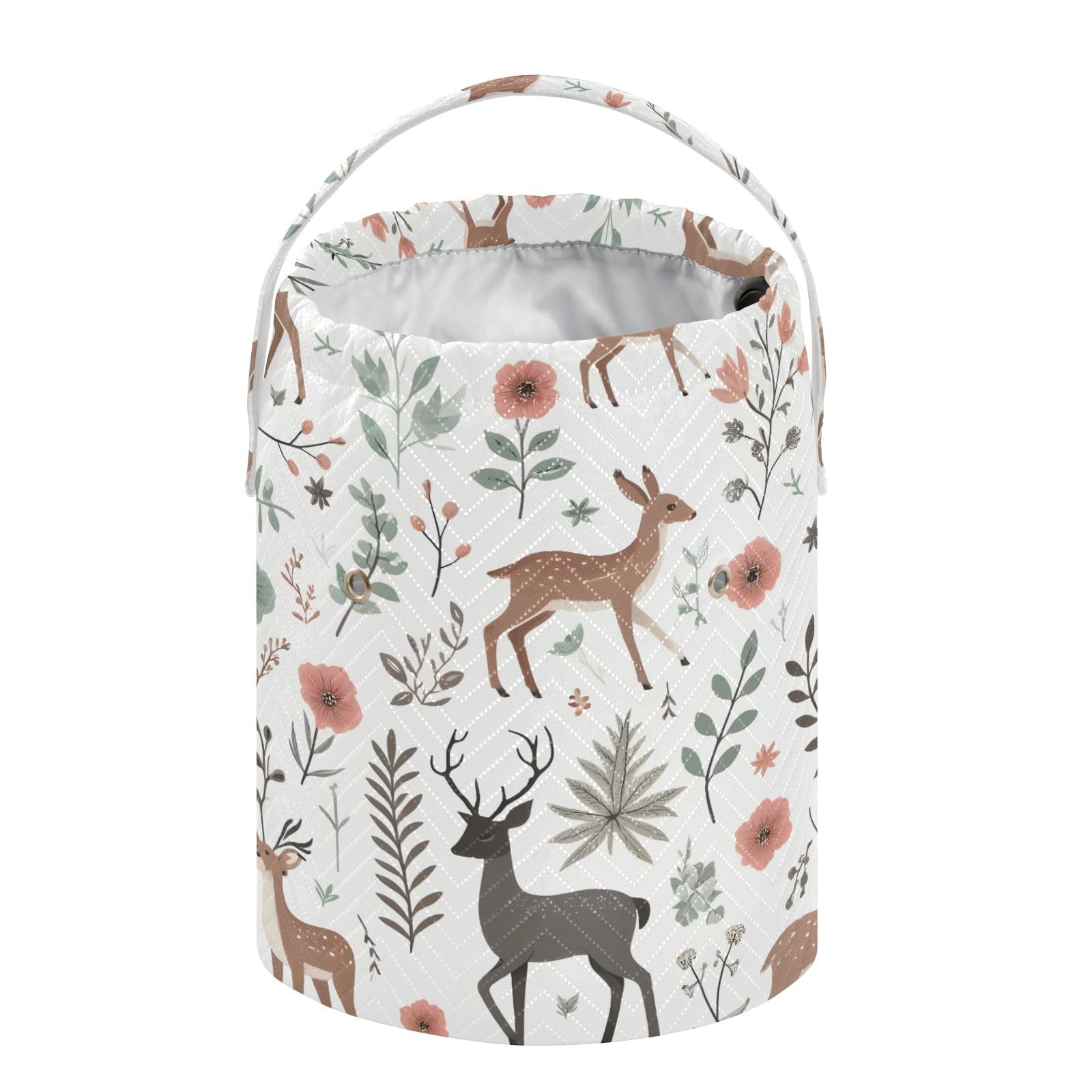 Yarn Storage Bag Small Crochet Bag Knitting Bag Organizer Deers Floral Branches Yarn Bags for Crocheting Basket