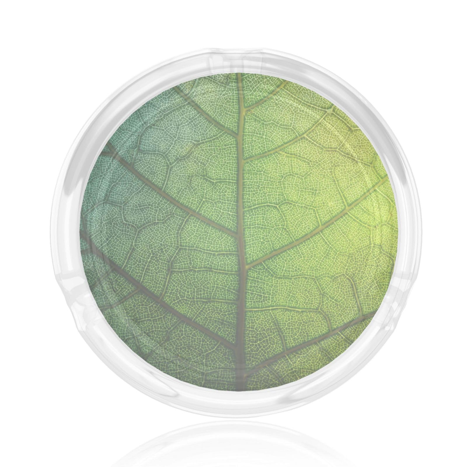 Green Detailed Leaf Texture Glass Ashtray For Cigarettes Ash Trays Case For Home Office Decor