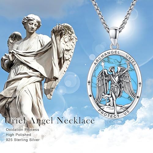 Vista 310 de Collar con colgante de plata de ley 925 con medalla de San Patrón, joyería religiosa para hombres y mujeres, con cadena de acero inoxidable 316L