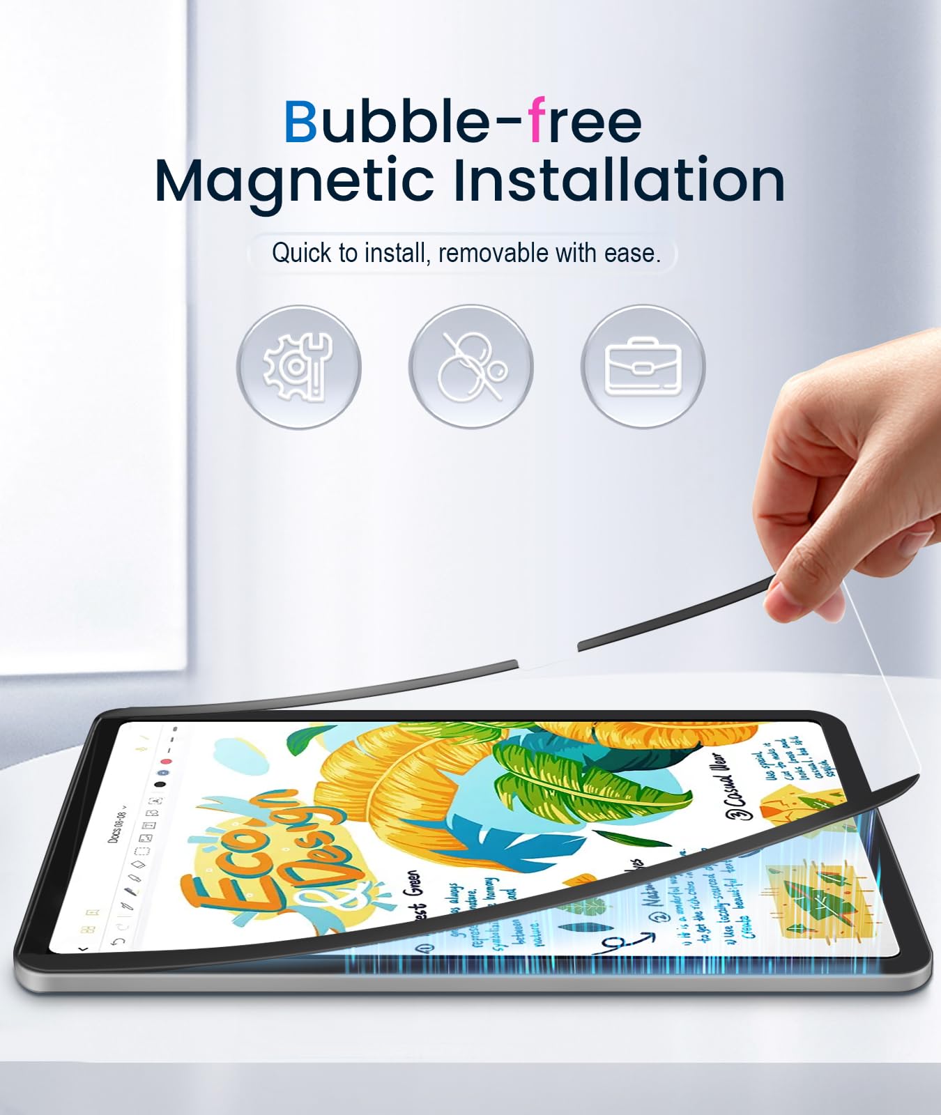 TiMOVO 1 Pack Magnetyczna folia ochronna do iPad A16 11th /10th Generation, wielokrotnego użytku, zdejmowana matowa folia, nieoślepiająca, rysowanie jak na papierze