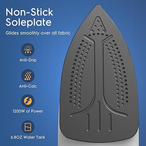 Miniatura 4 de BEAUTURAL Plancha de vapor para ropa, suela antiadherente, ráfaga de vapor, niebla en aerosol, autolimpiante, anticalcio, antigoteo, fácil control