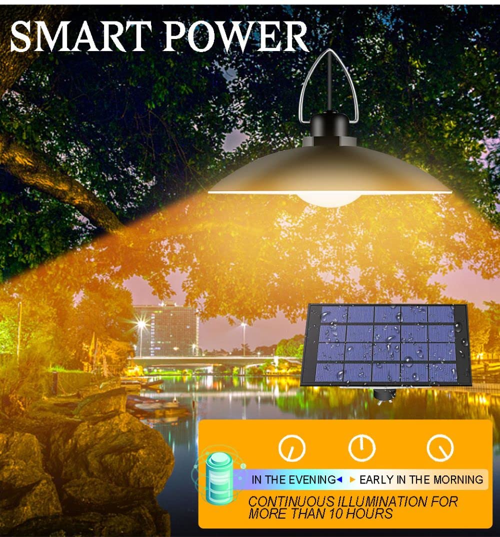 Luces colgantes solares para exteriores/interiores, impermeables, con cobertizo colgante de doble cabeza, lámpara solar de encendido/apagado automático del atardecer al amanecer para porche