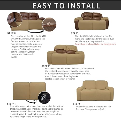 Miniatura 241 de Funda elástica para sofá reclinable de fácil colocación, Tela mezcla de poliéster Algodón, Arena