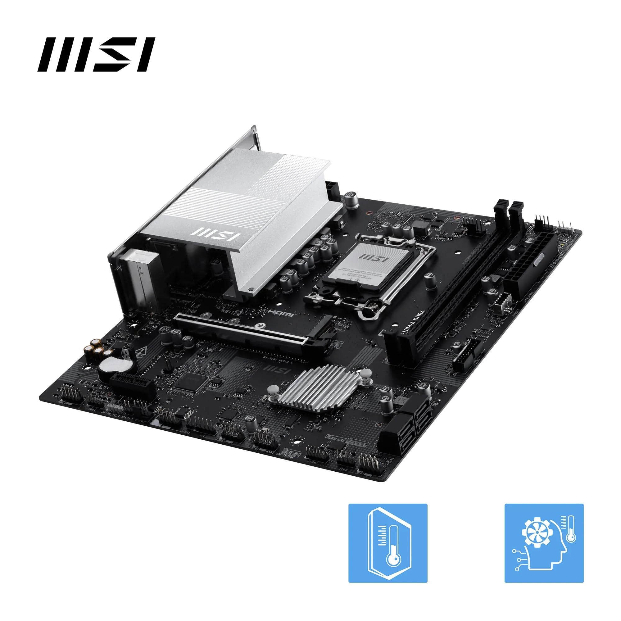 MSI Scheda madre PRO H610M-A DDR4 (Intel Core di 12a/13a/14a generazione, socket LGA 1700, DDR4, PCIe 4, SATA 6Gb/s, LAN 1Gb/s, slot M.2, USB 3.2, mATX)