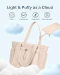 TOPDesign Puffy Tote Bag for Women with Cup Holder & Laptop Compartment & Cosmetic Bag & Trolley Sleeve for Work, Travel