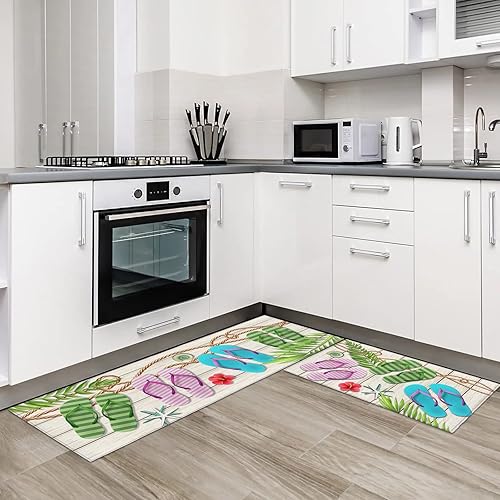 Miniatura 4 de Juego de alfombras de cocina de verano, antideslizantes, para cocina, pasillo, antifatiga, para el suelo de la cocina, el hogar, la oficina,
