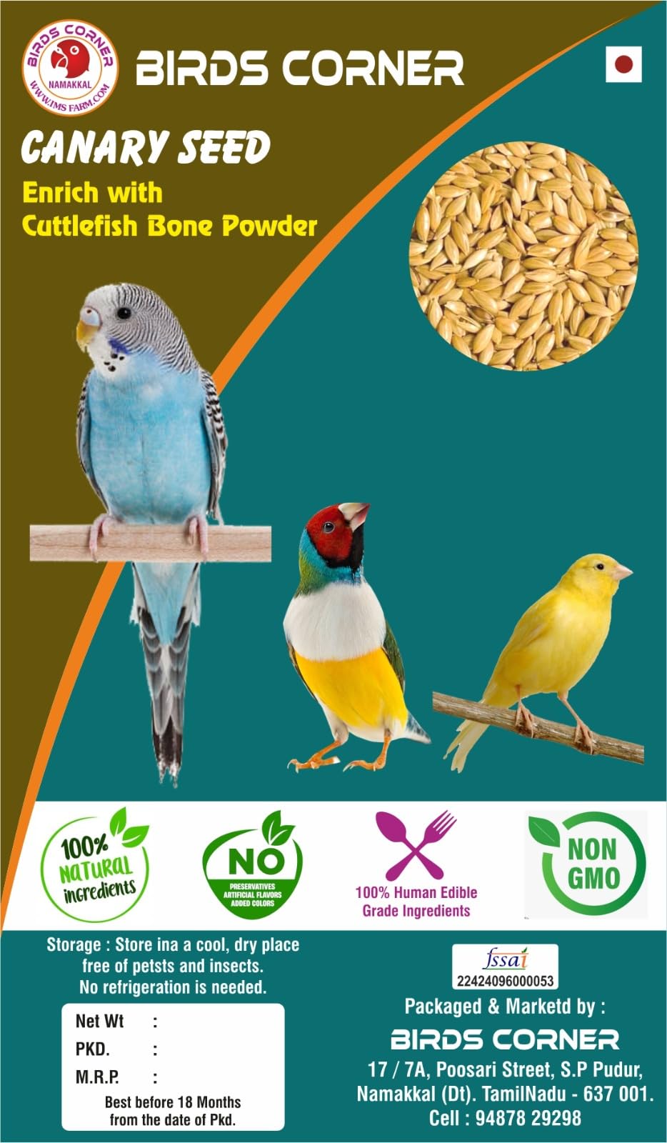 Canary Seeds for Birds 450 Gram, Imported from Belgium Canary Seeds for Canaries, Finches,Waxbills, Budgies and House Sparrows