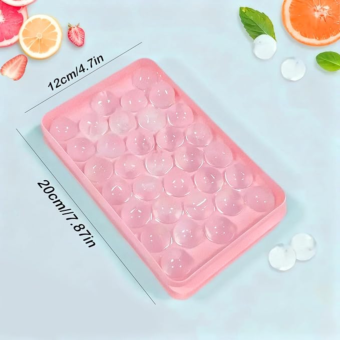 Molde para hielo en esferas con tapa, 33 bolitas, rosa miniatura 3