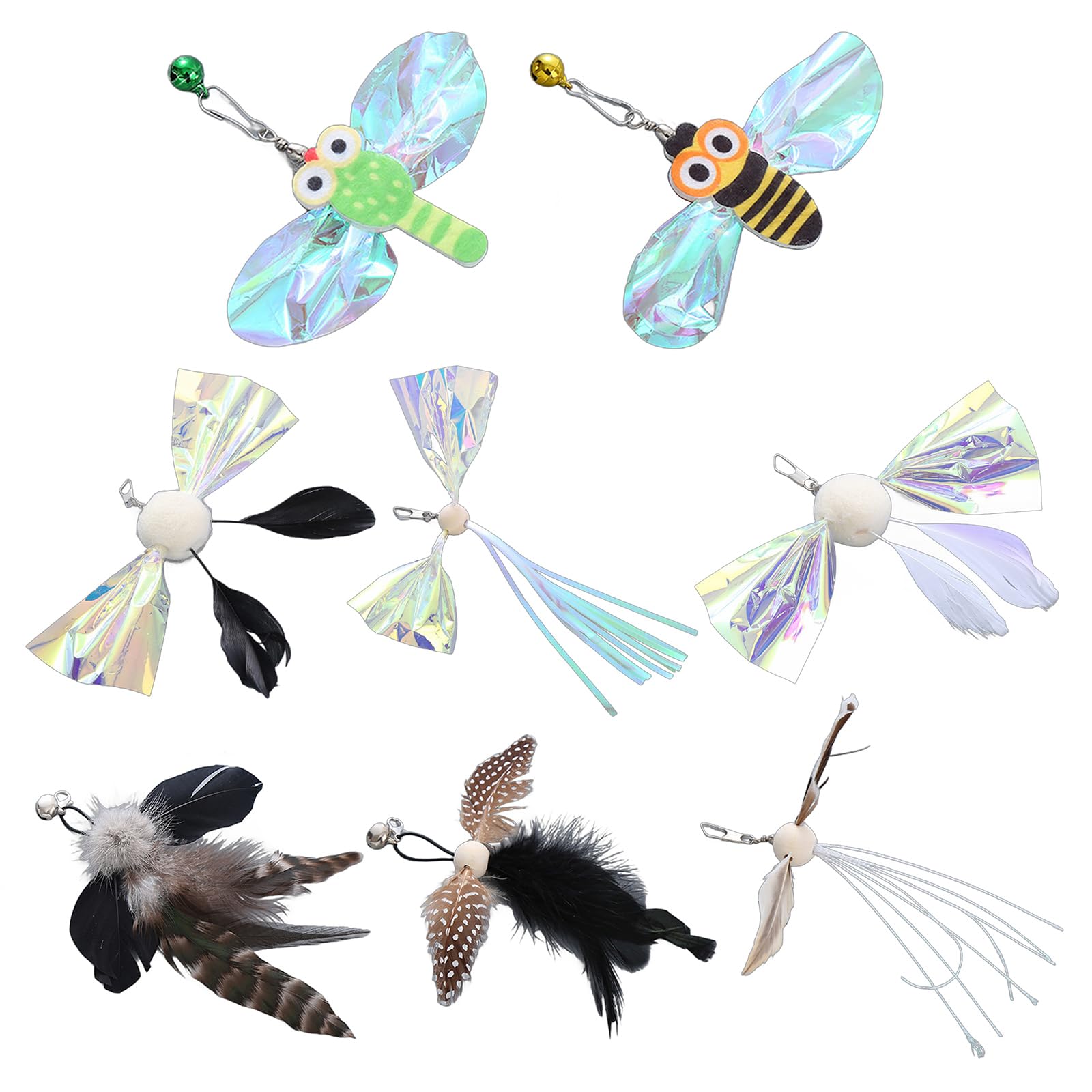 XIAHIOPT Cats Wand Attachments Train Cats Hunting Ability with Array of Stimulating Toy Wonderful for Indoor and Outdoor Play