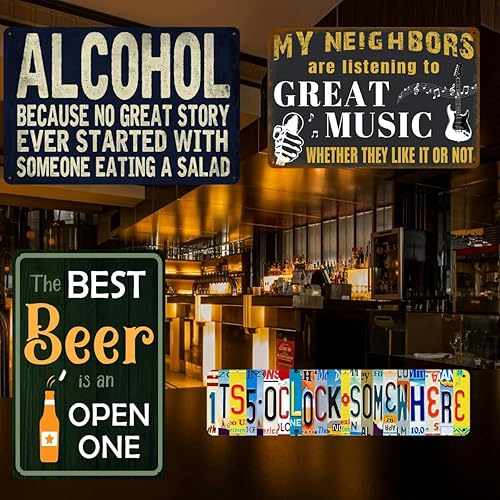 Miniatura 7 de Letreros de bar para el hogar, bar, letreros divertidos de hombre, letrero de cueva de hombre, letreros de lata de metal con alcohol, letreros de