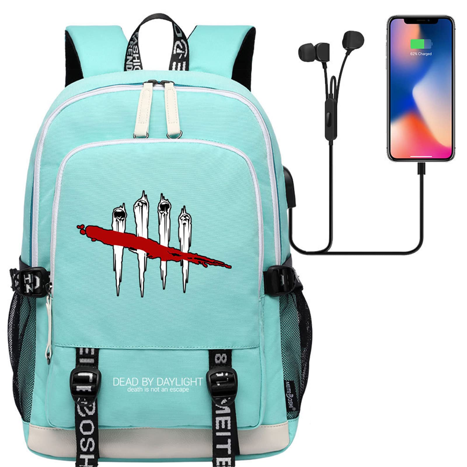 FLOATING Anime Backpack for School Dead Day.lig-ht, Large Capacity Cartoon Print Backpacks with USB Charge Port, Adjustable Shoulder Strap Rucksack for Outdoor Camping Picnic