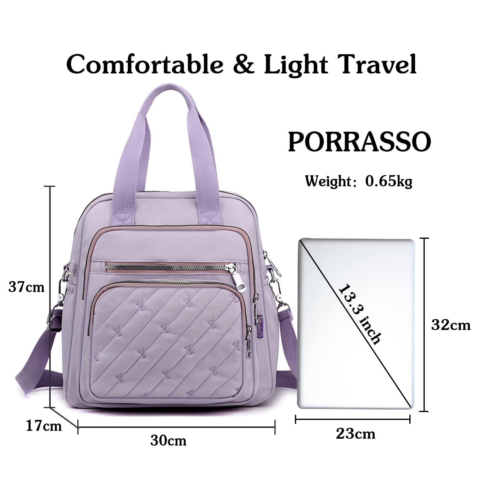 Sac à Dos Mode Sac D'épaule Femme Sac à Main avec Port de Chargement USB Nylon Sac Bandoulière Daypack pour Travail Voyage école Usage Quotidien