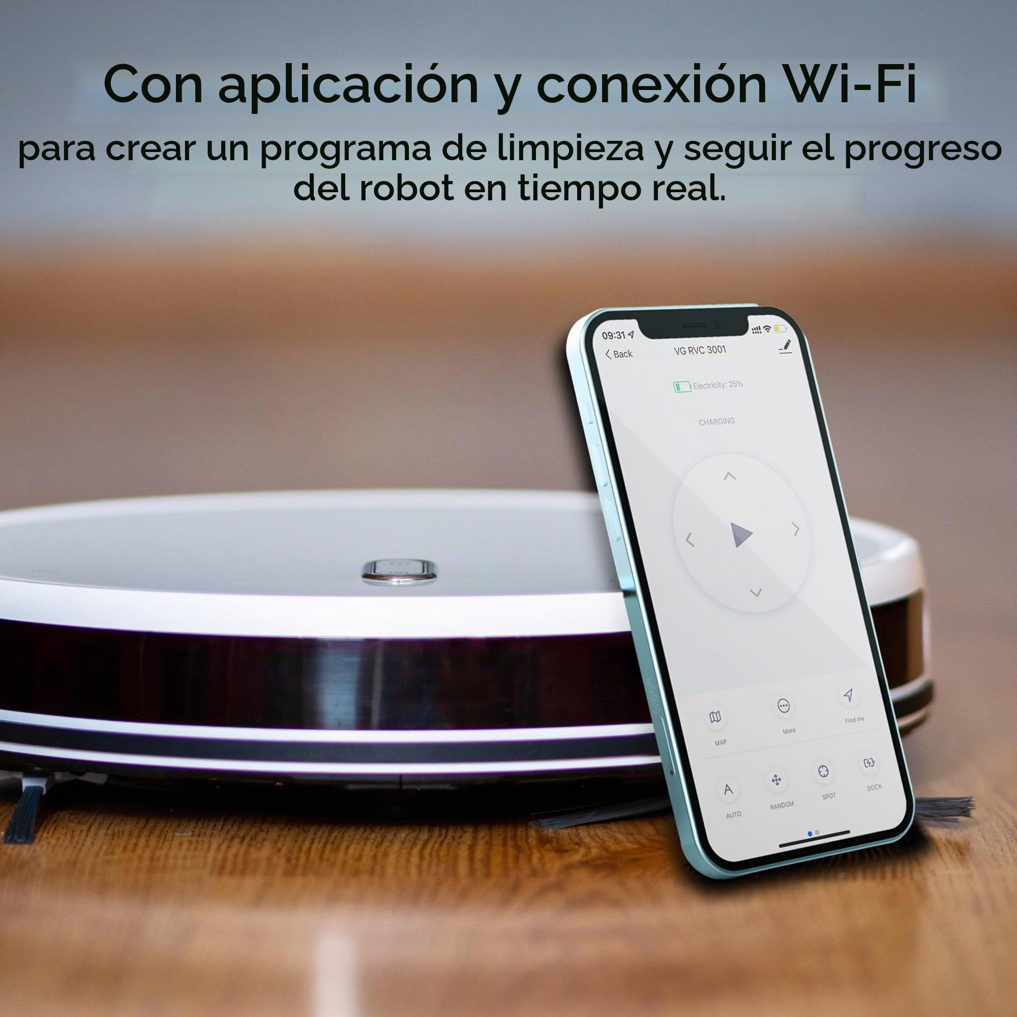 Venga! Robot Aspirador y Fregasuelos, Navegación Giroscopio con App, Blanco, VG RVC 3001 WH