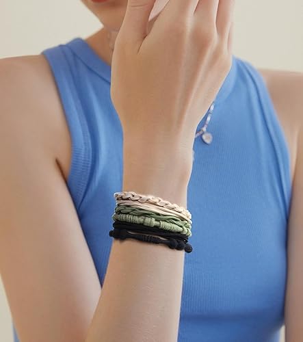 Miniatura 3 de 20 coleteros bohemios para mujer, sin daños, bandas elásticas de 4 estilos para cabello grueso/fino, pulseras suaves para 3 colores (tamaño grande)