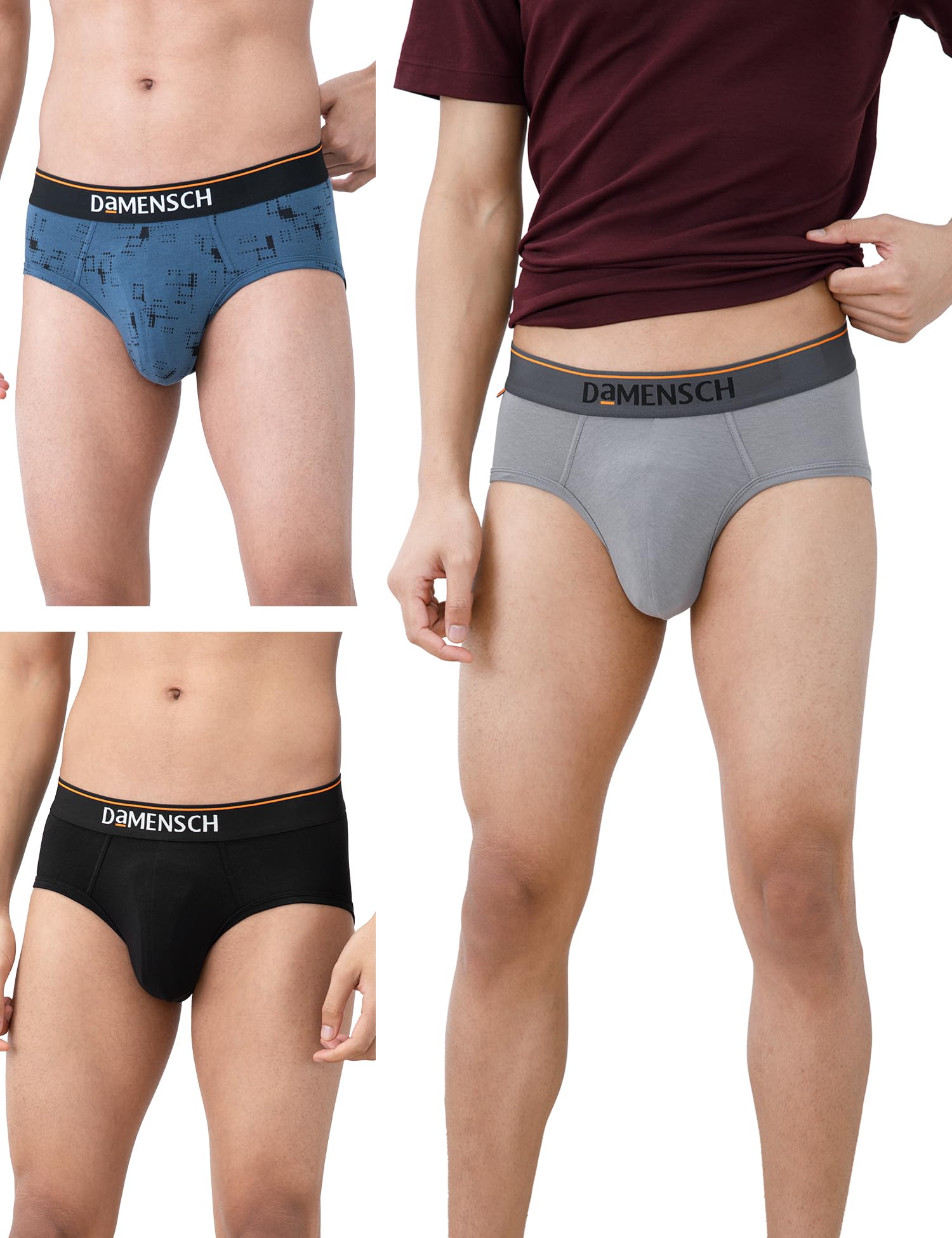 DAMENSCHDeo-Cotton Printed Underwear Breathable Inner for Men Cotton Briefs Pack No-Marks Waistband Moisture Wicking