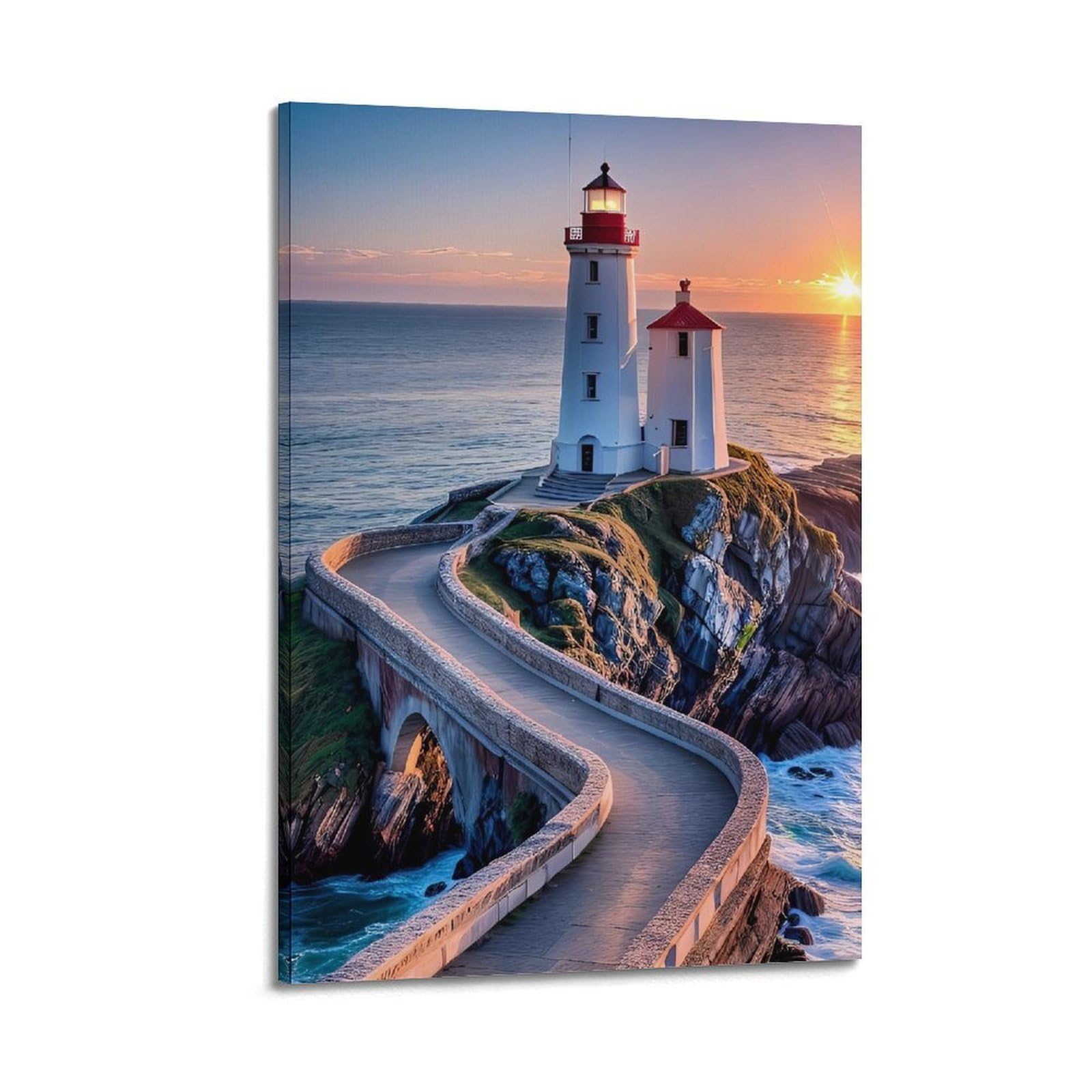 CXHJCA Lighthouse Poster Coastal Symphony Poster Decorative Painting Canvas Wall Posters And Art Picture Print Modern Family Bedroom Decor Posters 24x36inch(60x90cm)