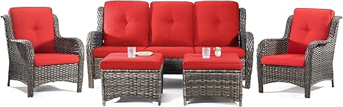 Miniatura 14 de Juego de 2 sillas de patio giratorias de 360 grados para exteriores y mesa auxiliar a juego – 3 sillas deslizantes de mimbre para patio con cojines