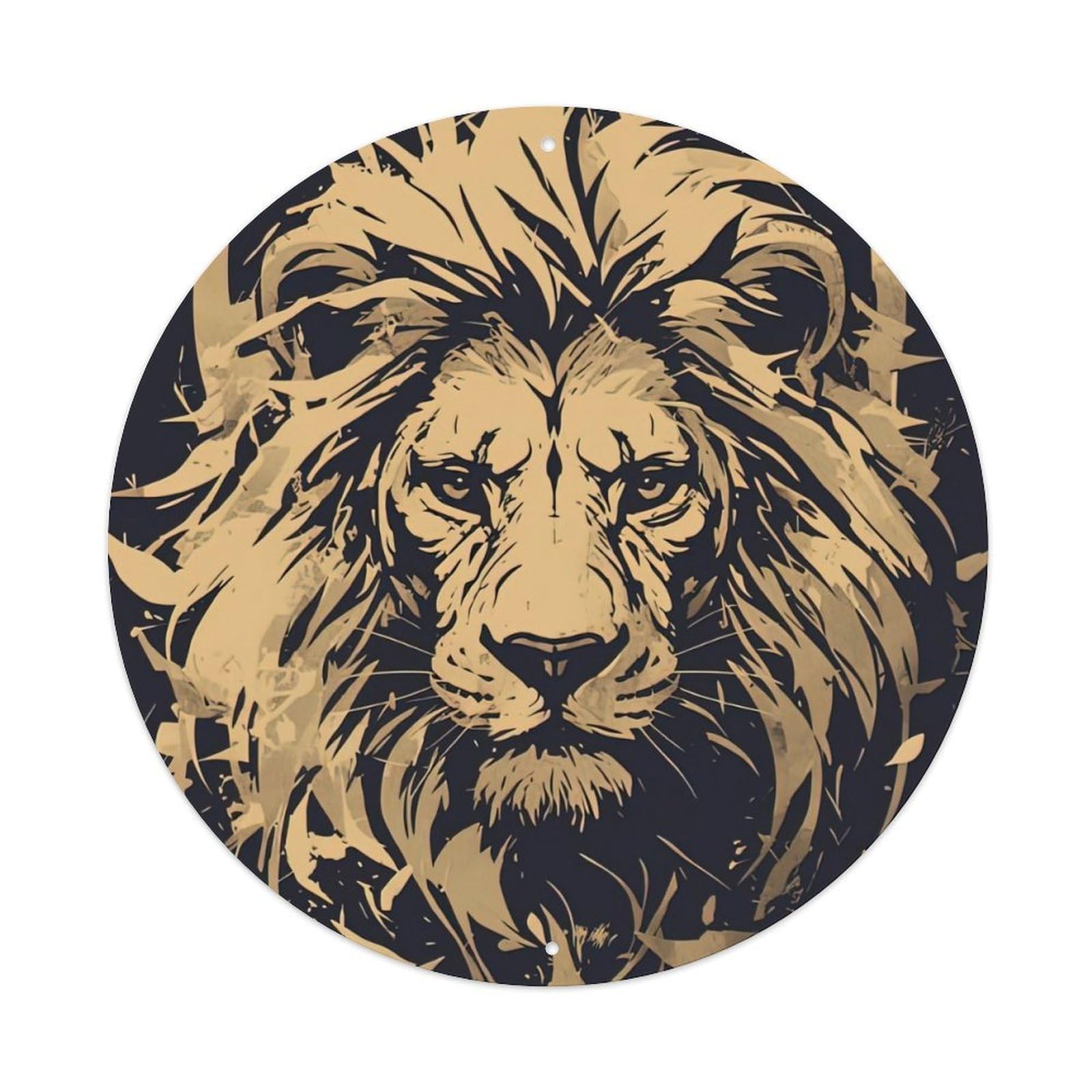 Animal Lion in The Dark Artwork Metal Tin Sign