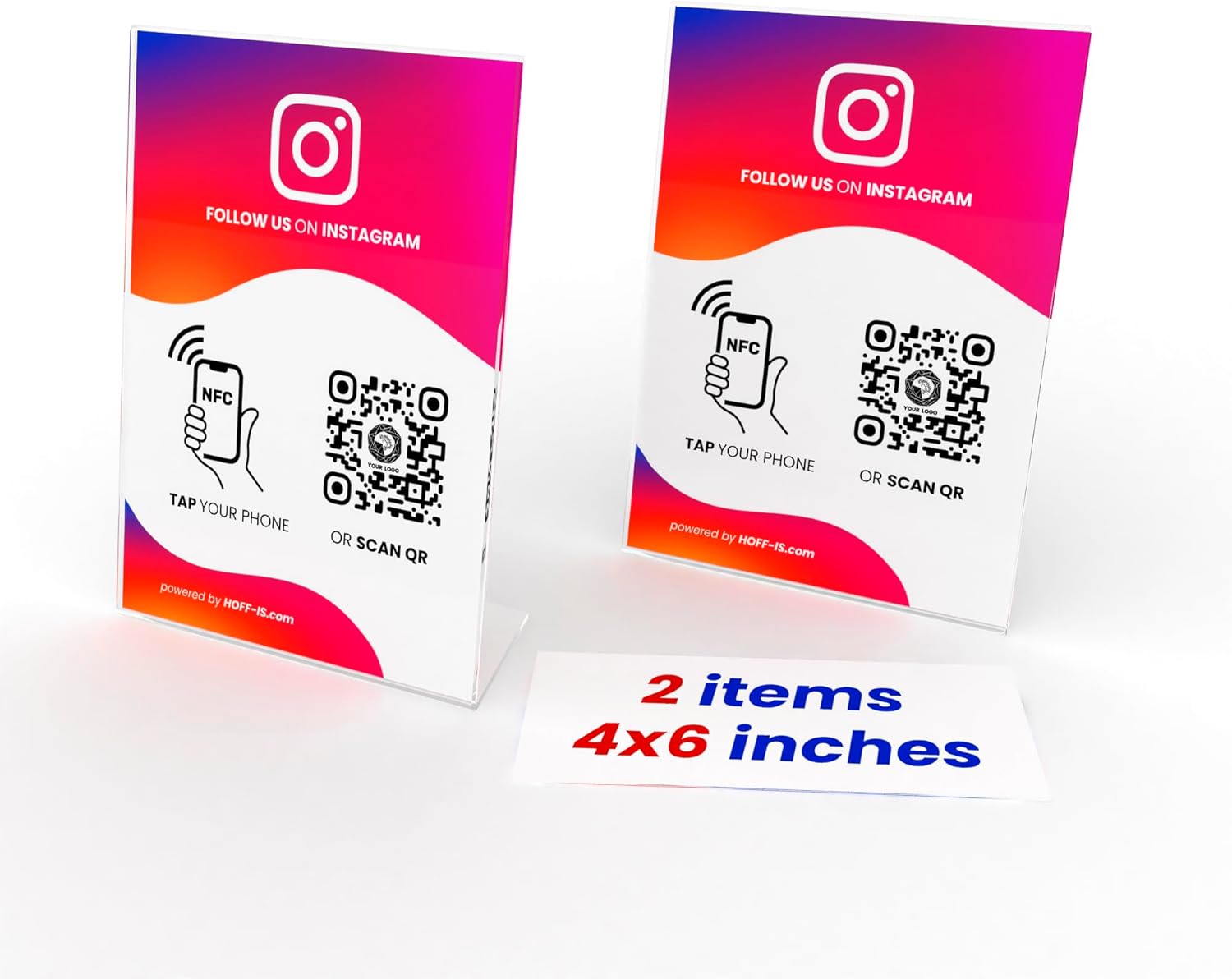 NFC Stand for Instagram follows | NFC & QR Code custom sign for Instagram follows (1 Stand | 5x7 inches)