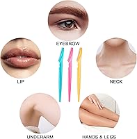 Vista 2 de 12 piezas de maquinilla de afeitar de cejas multiusos exfoliante Dermaplaning herramienta para cara, facial y modelador de cejas con cubierta